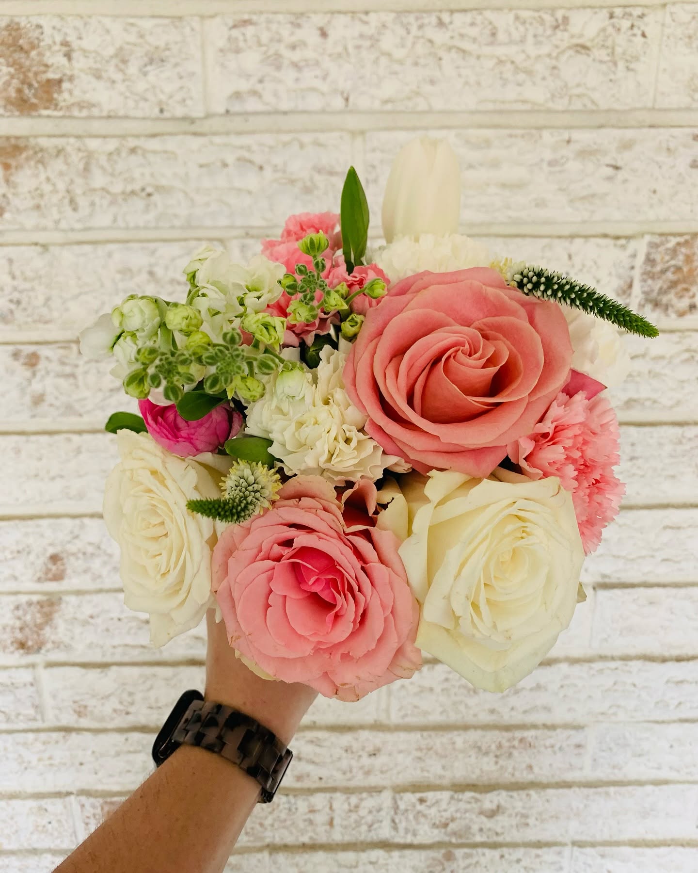 Soft pink and white rose bouquet